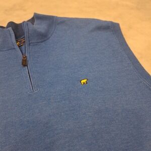 Jack Nicklaus Sweater Vest Mens XXL Blue Quarter Zip Golden Bear Golf Knit